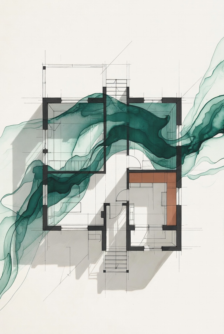 AI-powered floor plan analysis with watercolor overlay